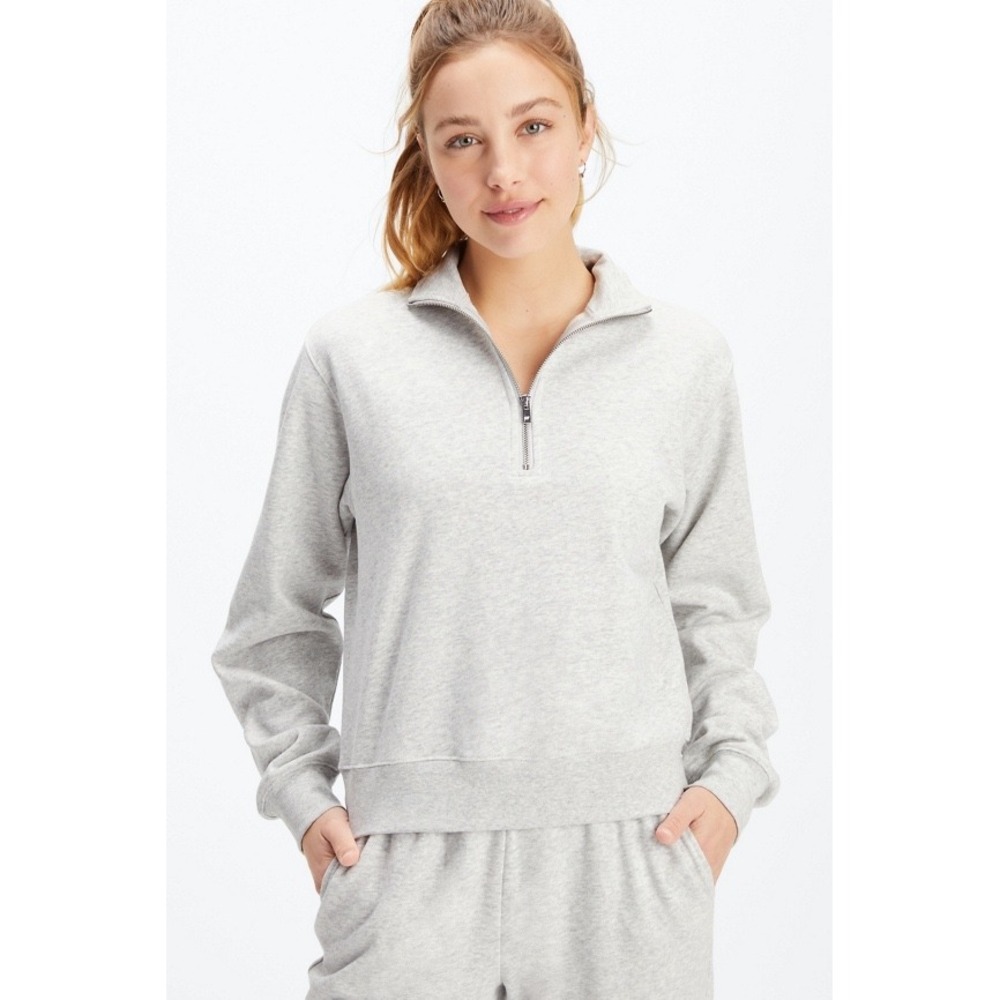 Fabletics Women's Catarina Mock Neck Half-Zip Pullover Size XXL Heather Gray